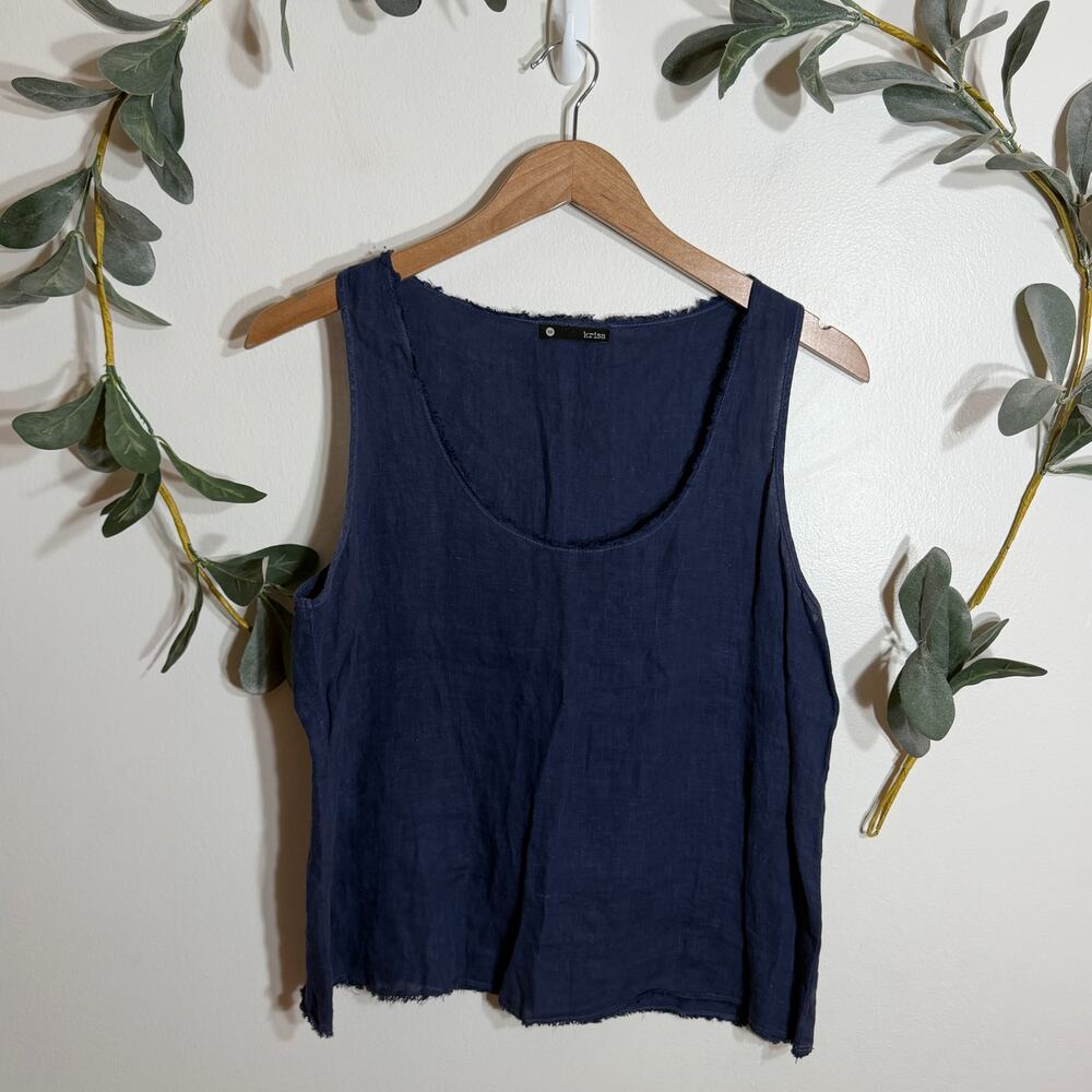 Revolve Krisa Dark Blue Linen Tank